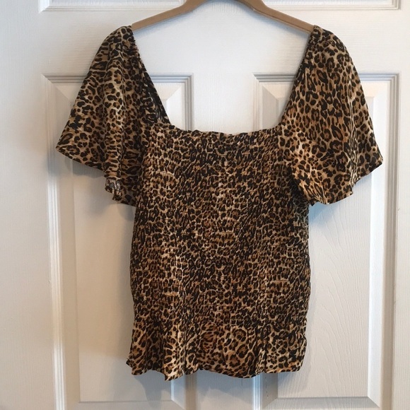 Jessica Simpson brand size L pullover cap sleeve blouse- animal print- NWT - Picture 1 of 8
